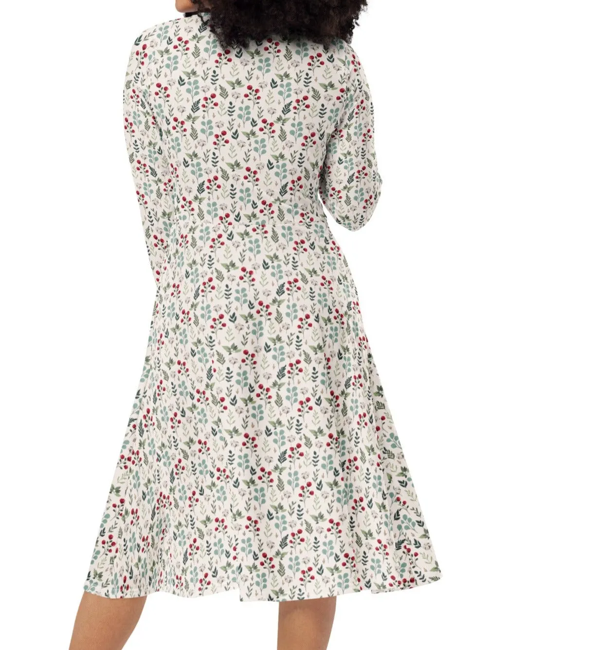Cozy Christmas Branches Midi Dress (S-4XL)