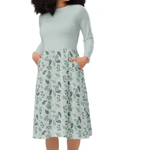Cozy Christmas Floral Midi Dress (S-6XL)