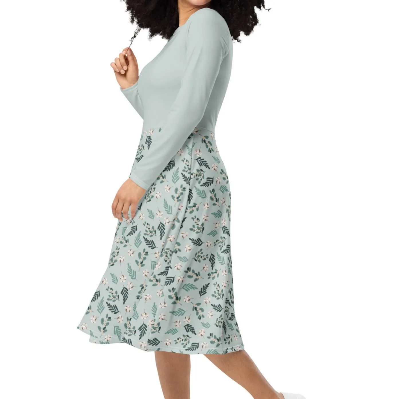 Cozy Christmas Floral Midi Dress (S-6XL)