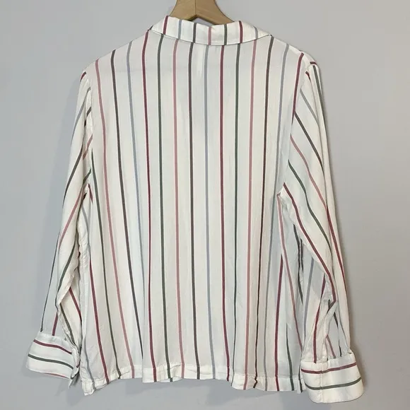 Cozy Earth Woven Stripe Long Sleeve Button Down Pajama Top