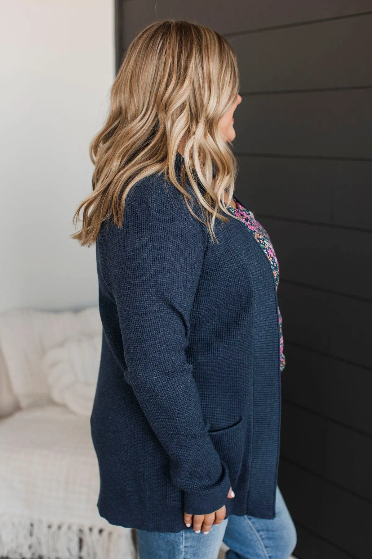 Cozy In This Moment Knit Cardigan- Navy