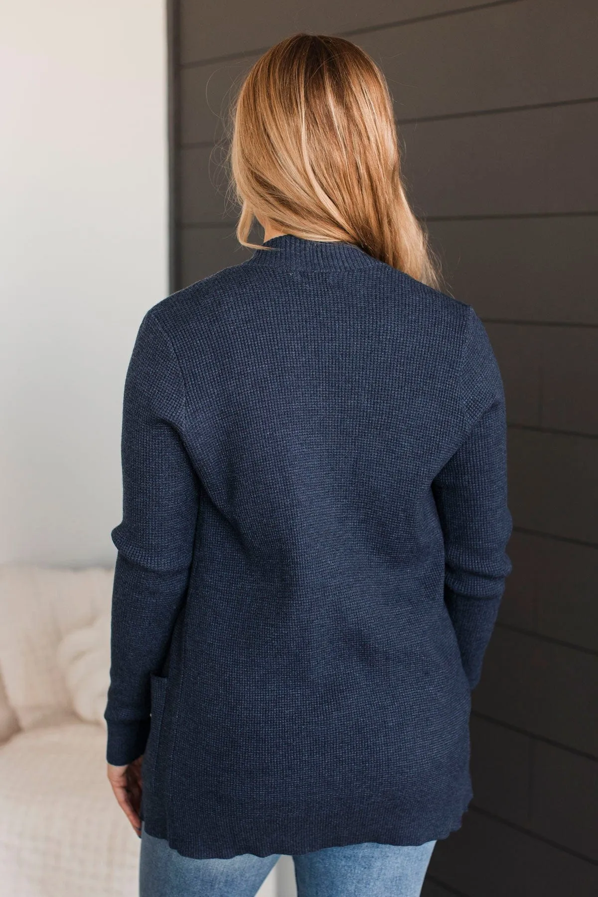 Cozy In This Moment Knit Cardigan- Navy