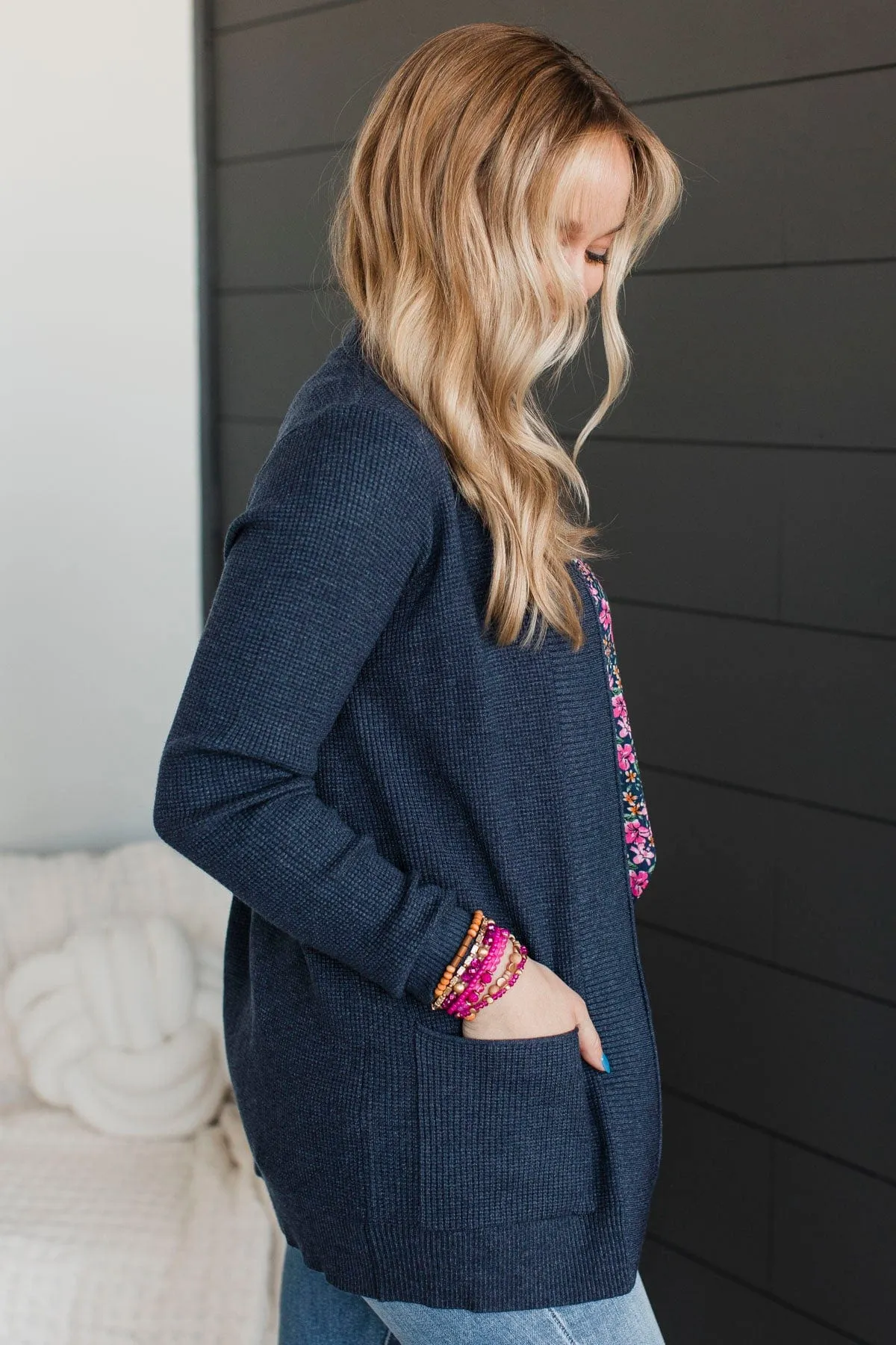 Cozy In This Moment Knit Cardigan- Navy