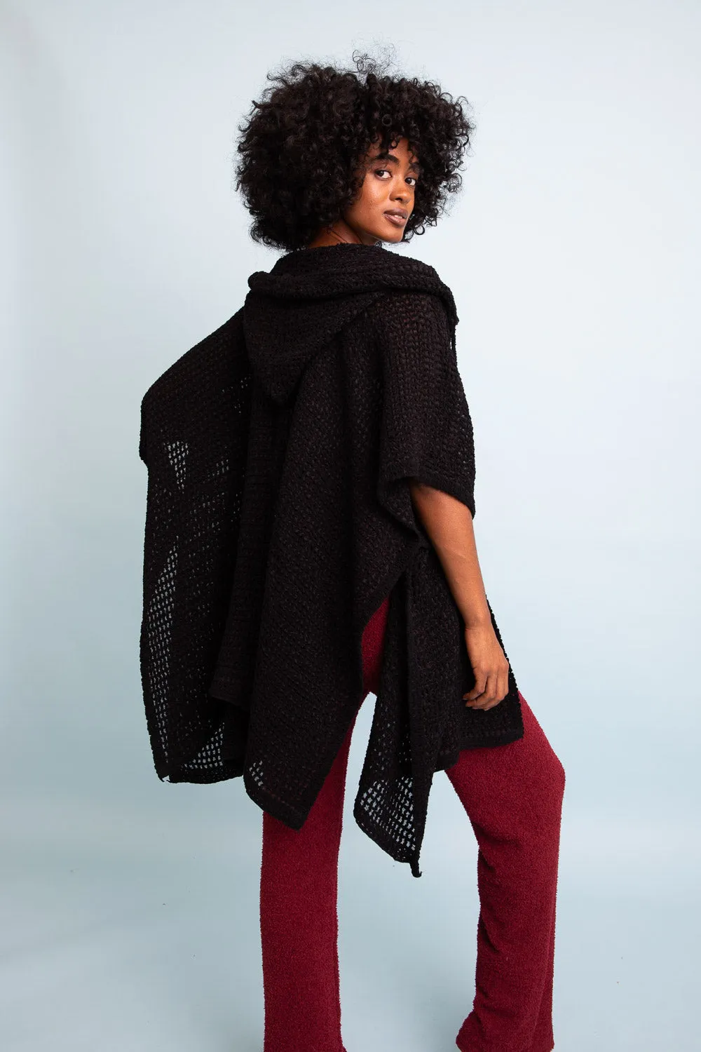 Cozy Soft Waffle Hooded Ruana - 4 colors