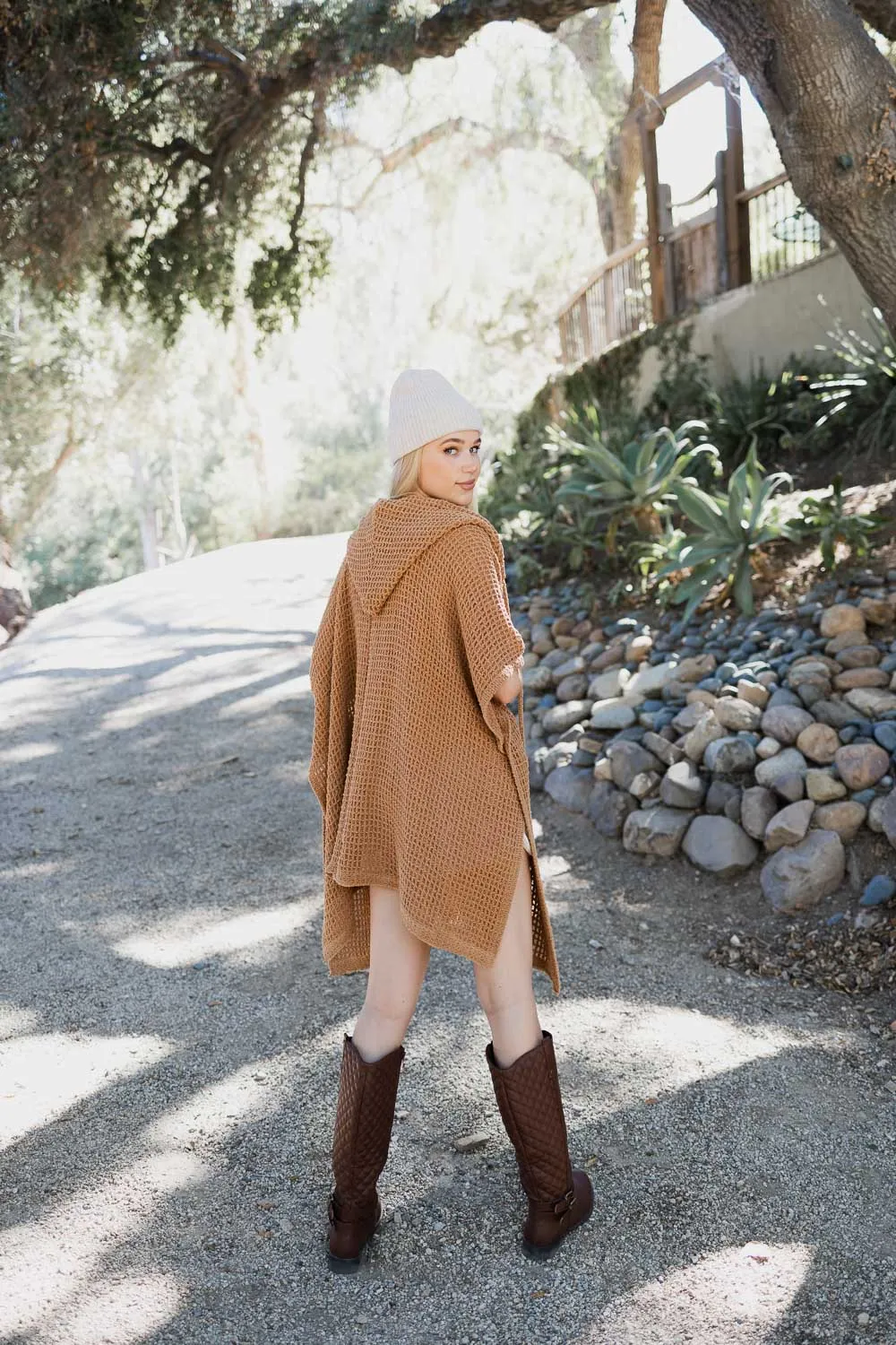 Cozy Soft Waffle Hooded Ruana - 4 colors