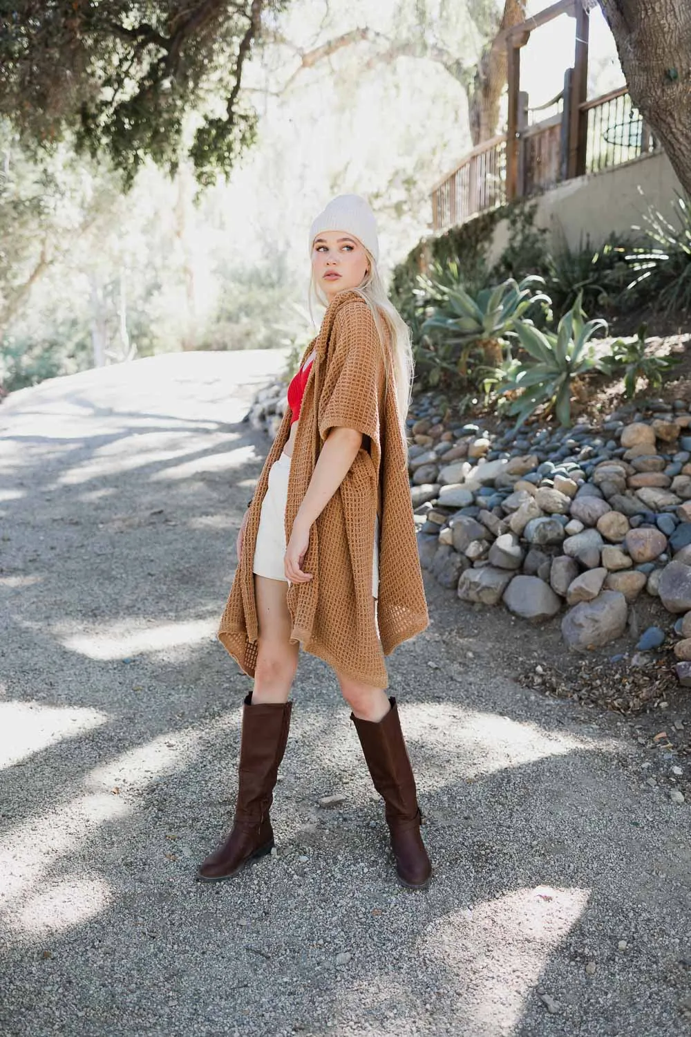 Cozy Soft Waffle Hooded Ruana - 4 colors