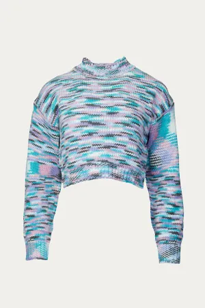 CROPPED MOCK NECK SPACE-DYED SWEATER