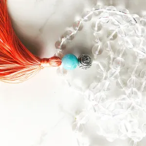 Crystal Quartz Mala (Tangerine Tassel)