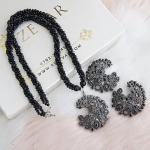 Cubic Zirconia Twisted Mala Pendant Set