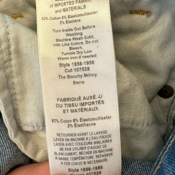 Current/Elliott The Slouchy Skinny Sierra Jeans 24 Medium Wash Skinny