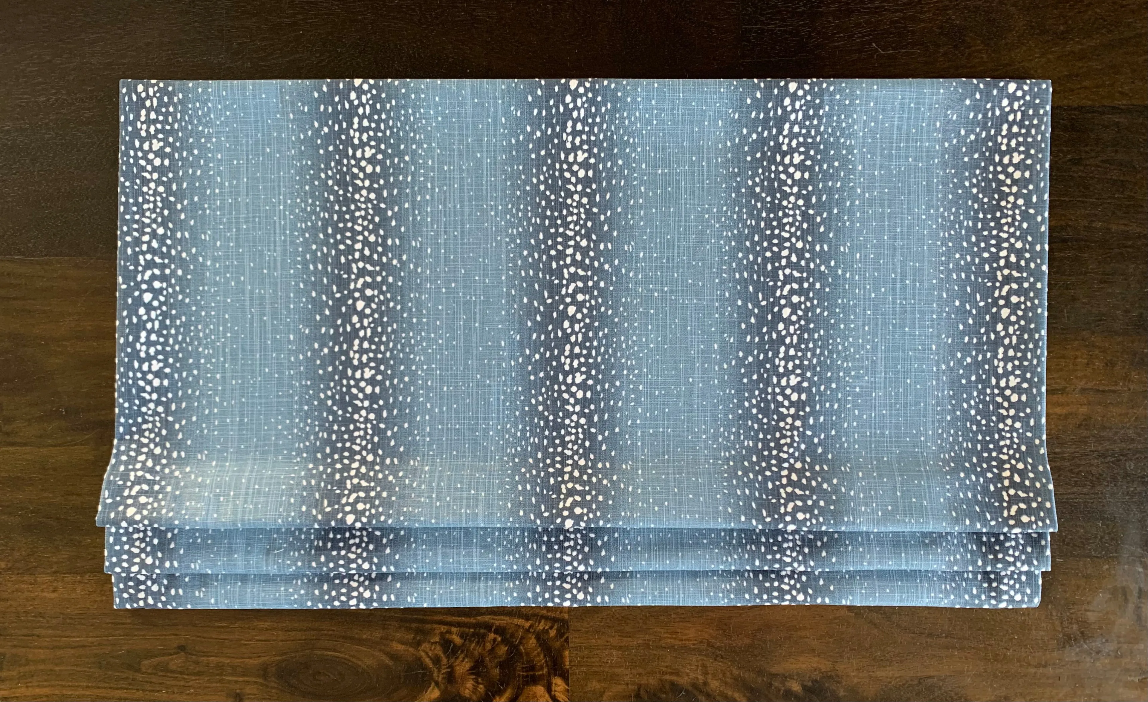 Custom Made Faux Roman Shade Valance in Antelope Blue 100% Cotton Slub Canvas, Fully Lined