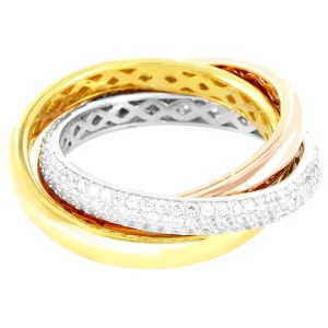 Custom Twisted Entangled Multi Color Finish Bling Ring Band