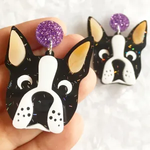 Cute Dog Boston Terrier Perfect for earrings / 12 Pieces, 50mm