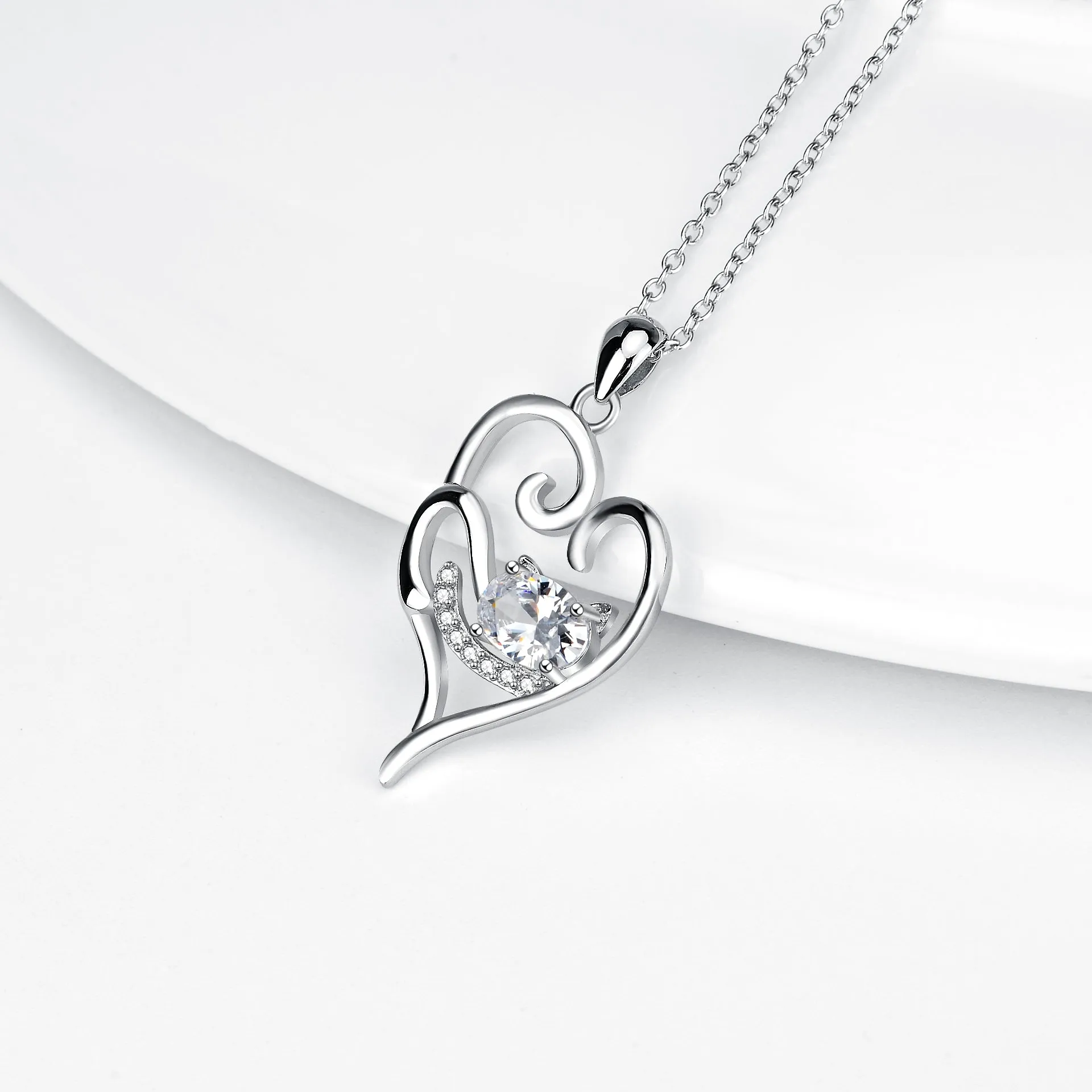 Cutie Cat Relaxed Cat Heart Pendant Necklace