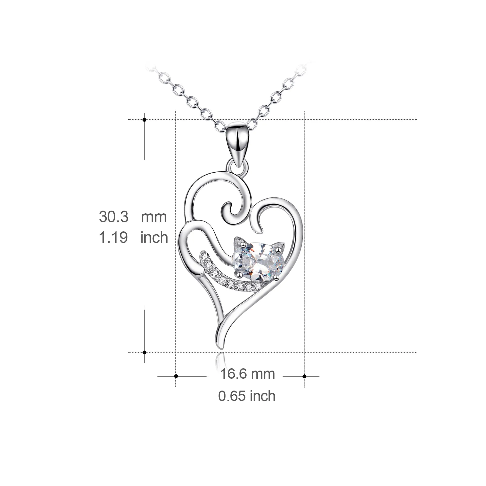 Cutie Cat Relaxed Cat Heart Pendant Necklace