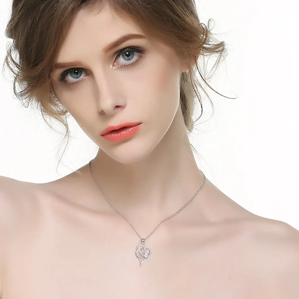 Cutie Cat Relaxed Cat Heart Pendant Necklace
