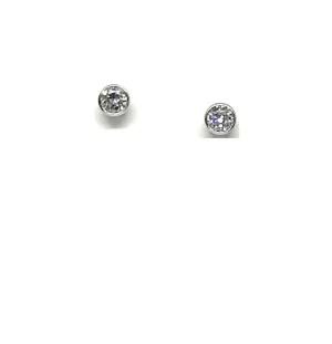 CZ Bezel Stud - Sterling Silver