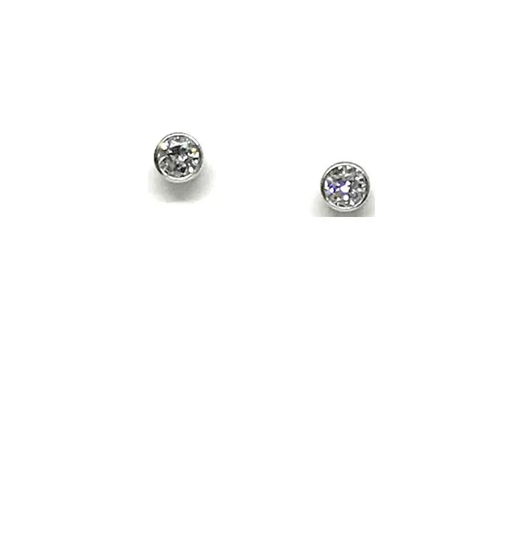 CZ Bezel Stud - Sterling Silver