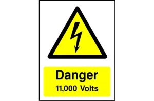 Danger 11,000 Volts safety sign