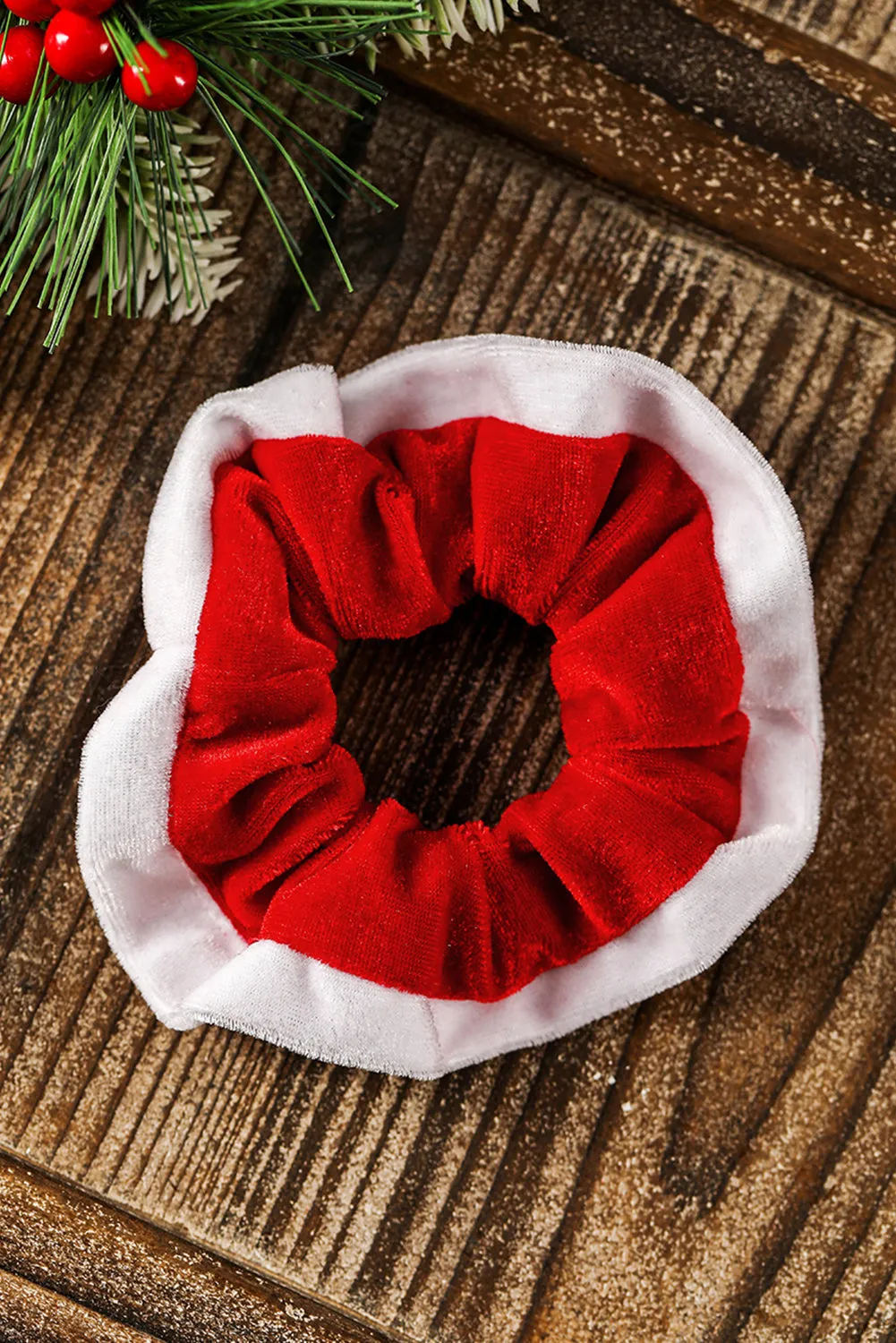 Dark Green Mixed Flannel Christmas Scrunchie Hair Tie