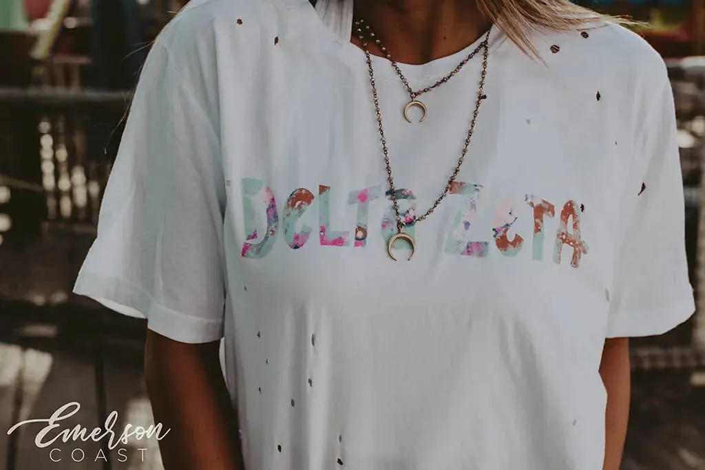 Delta Zeta Watercolor Distressed Tee
