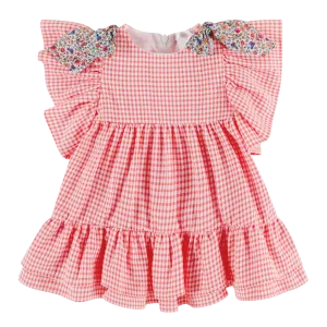 Deolinda Girls Nectarine Red Check Dress