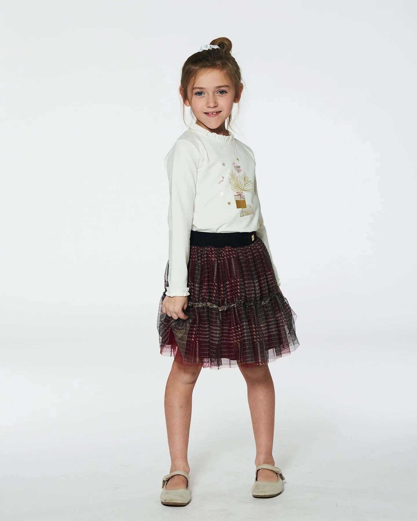 Deux Par Deux Frill Holiday Tee
