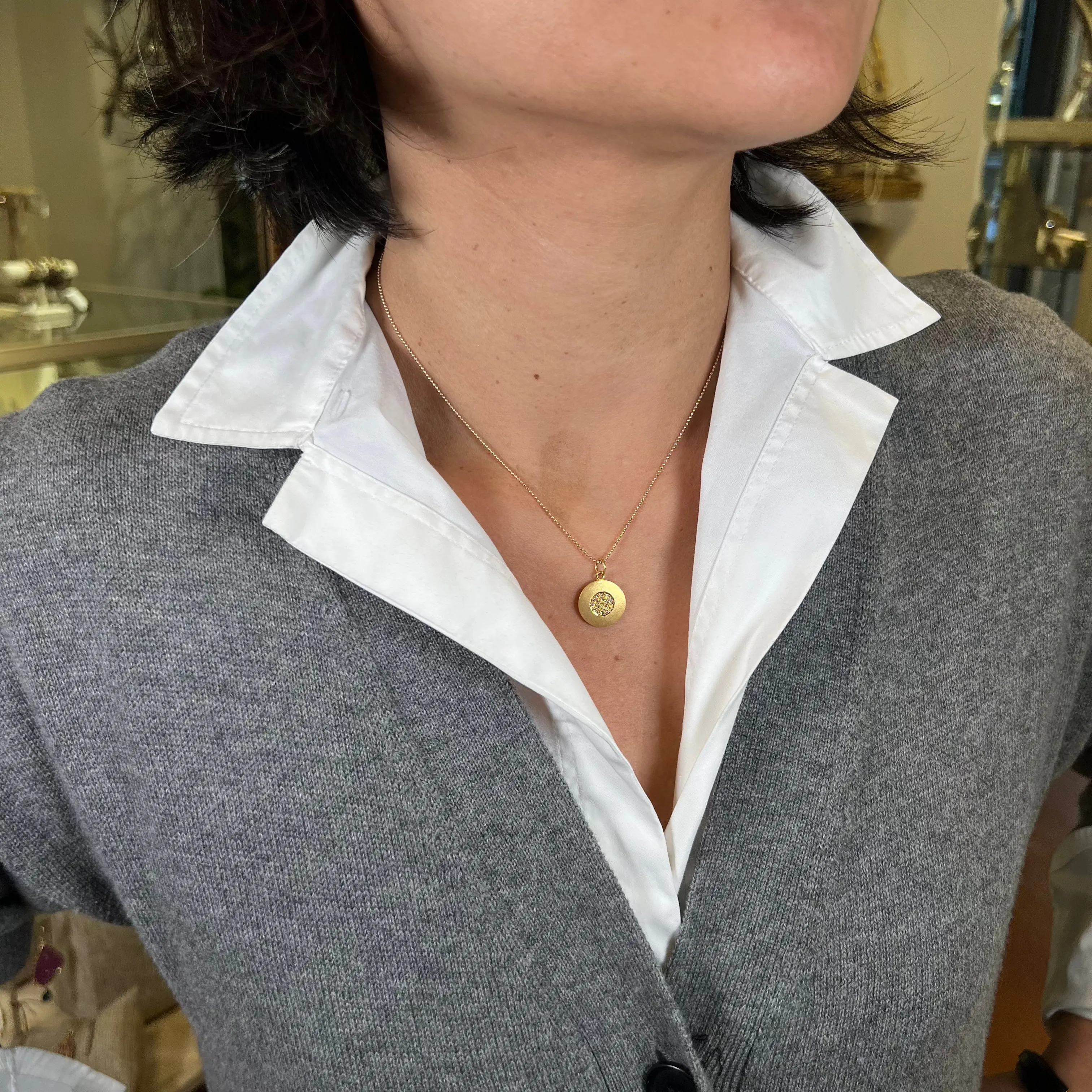 Diamond Target Pendant Necklace in 14k