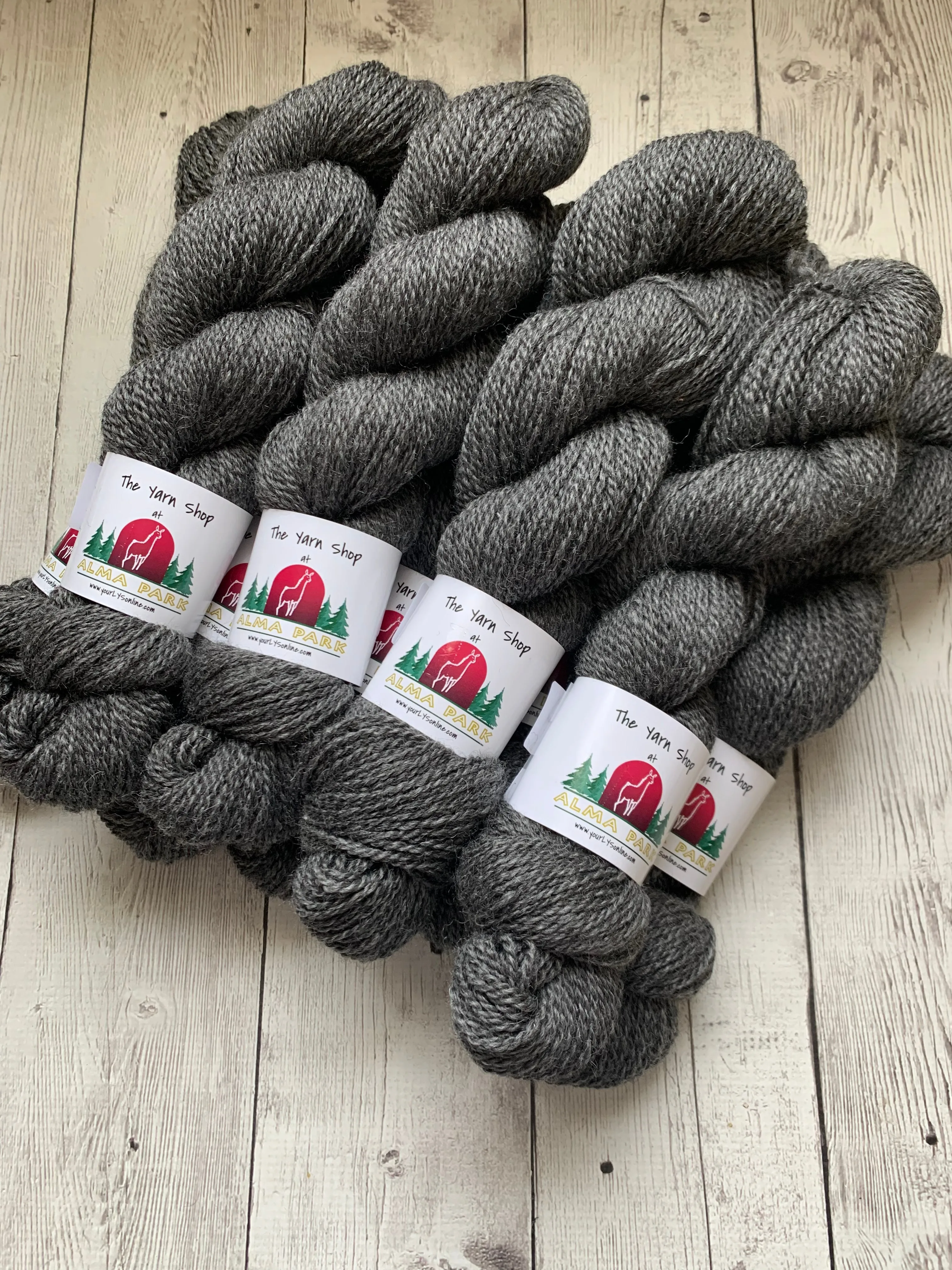 DK - Alma Park Exclusive Farm Yarn -  Sport/DK with BFL 250 yds - GREY - "TONY & CLARISSA"