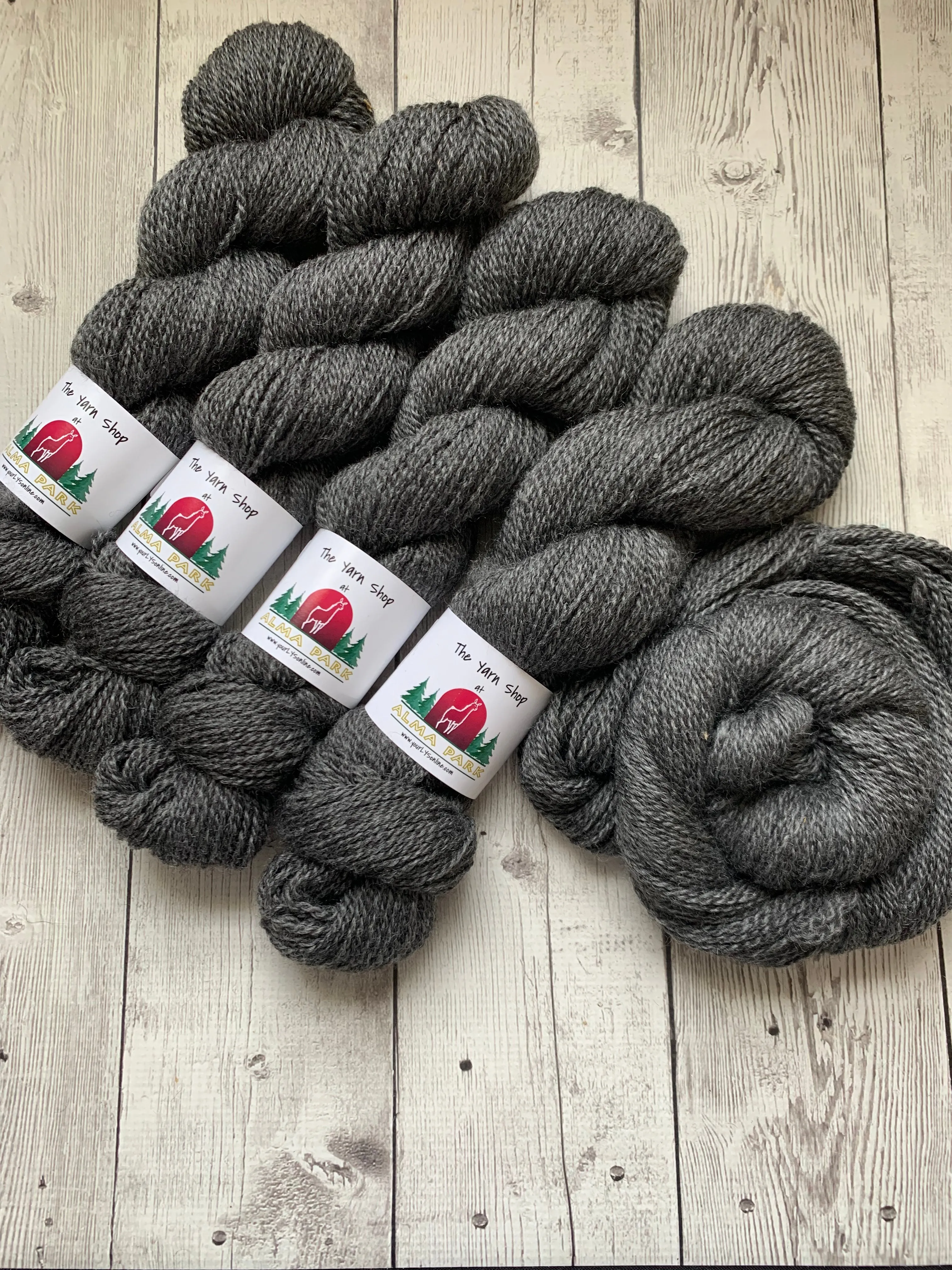 DK - Alma Park Exclusive Farm Yarn -  Sport/DK with BFL 250 yds - GREY - "TONY & CLARISSA"