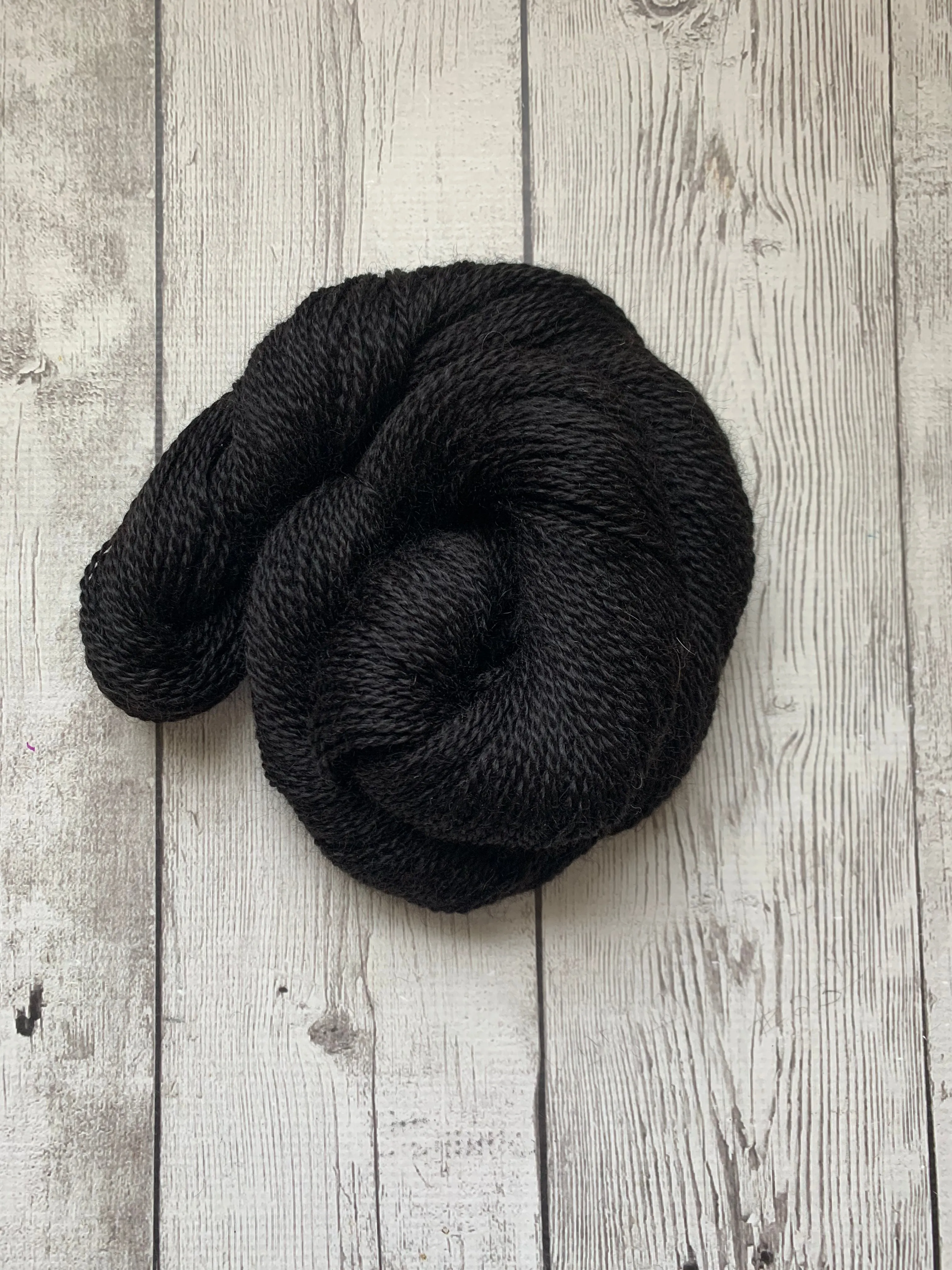 DK - Alma Park Exclusive Farm Yarn -  Sport/DK with BFL 250 yds -Jet BLACK - "TONY TWO STEP"