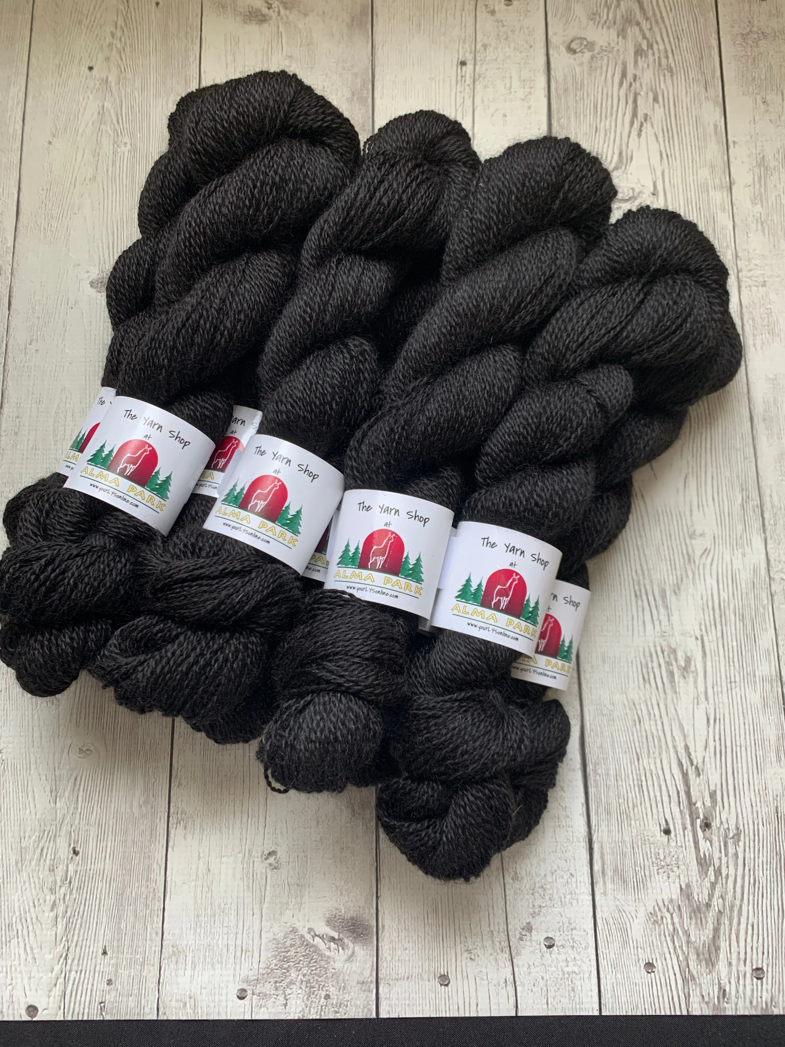 DK - Alma Park Exclusive Farm Yarn -  Sport/DK with BFL 250 yds -Jet BLACK - "TONY TWO STEP"