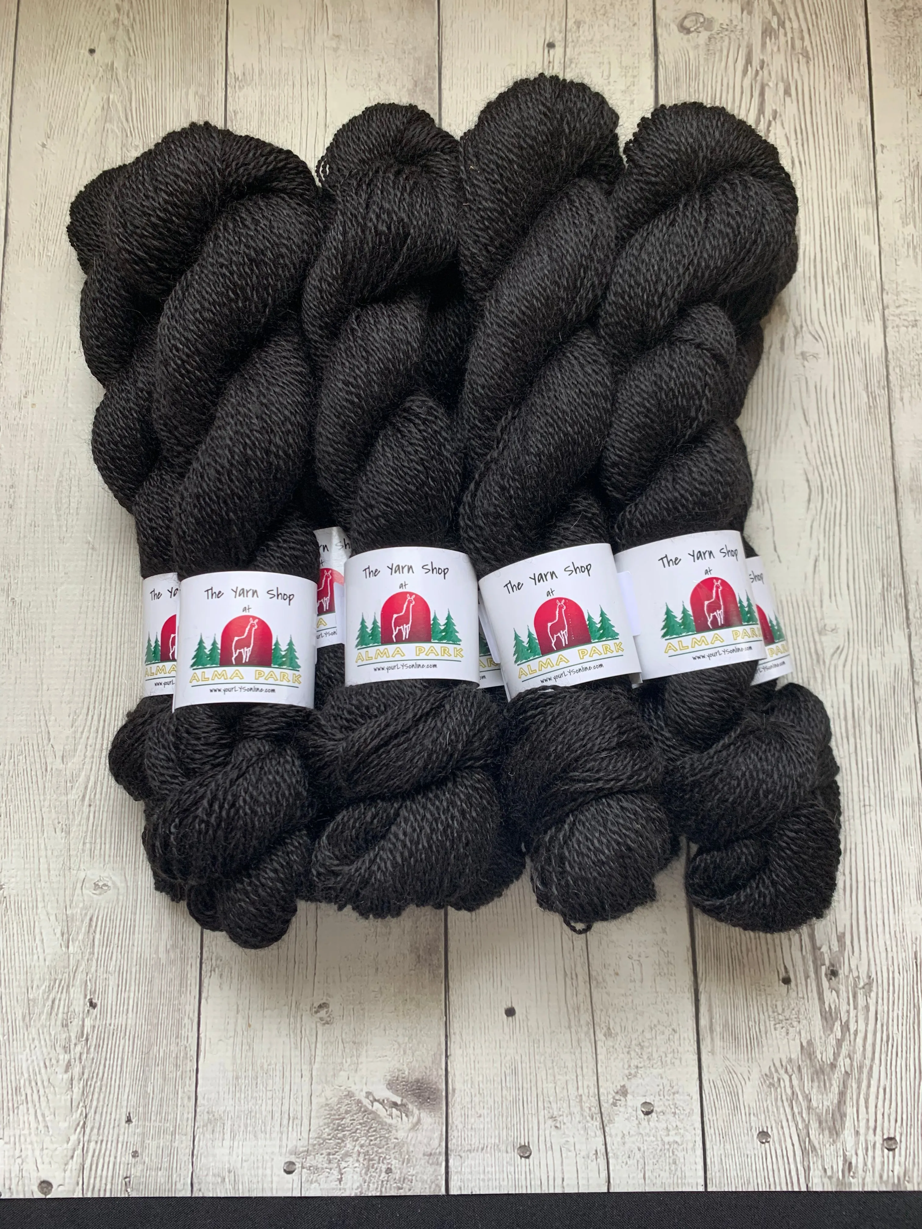 DK - Alma Park Exclusive Farm Yarn -  Sport/DK with BFL 250 yds -Jet BLACK - "TONY TWO STEP"