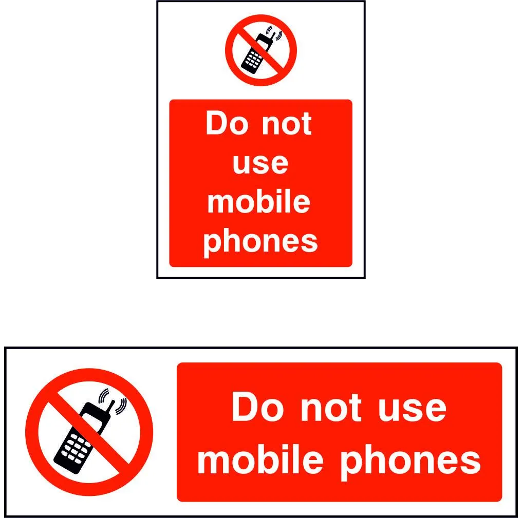 Do not use mobile phones sign