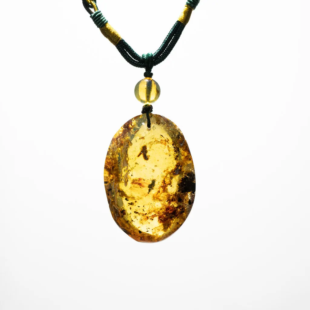 Dominican Blue Amber Cabochon Oval 2 Pendant