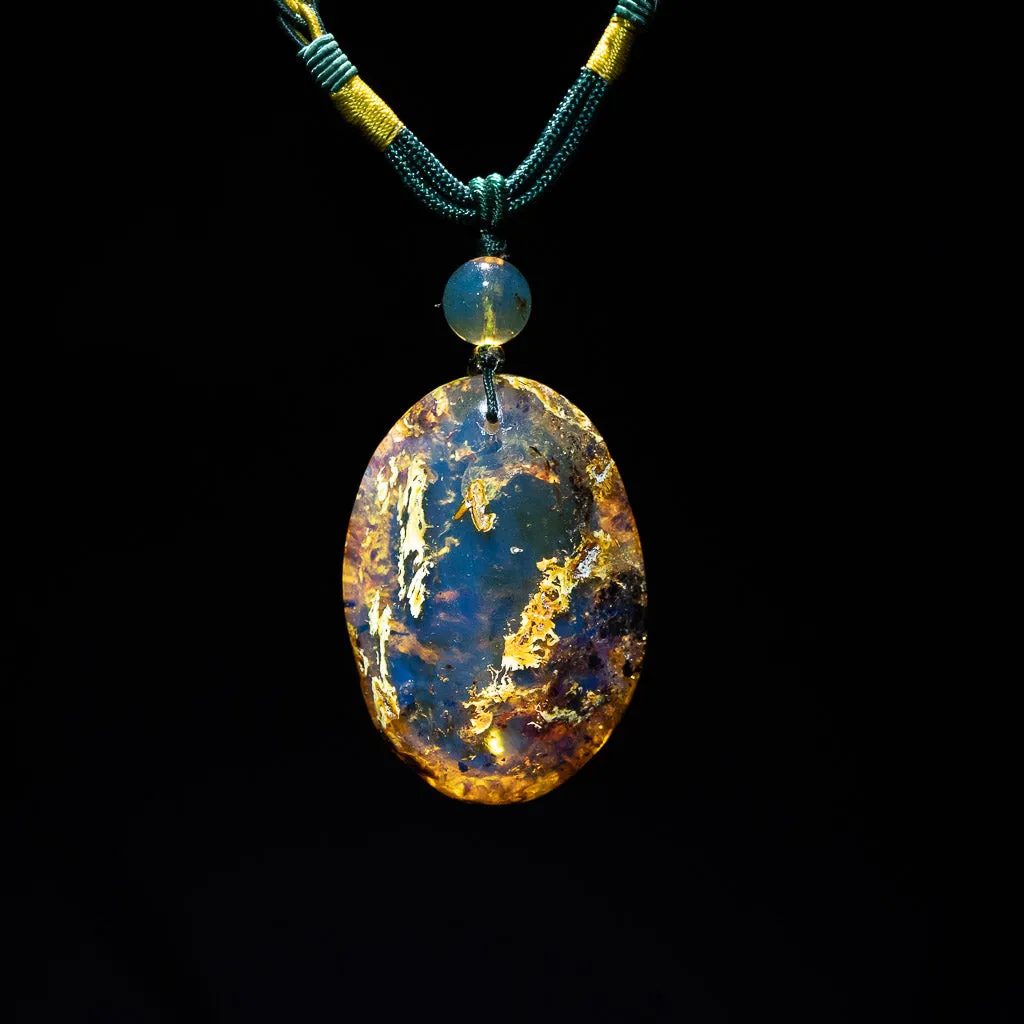Dominican Blue Amber Cabochon Oval 2 Pendant