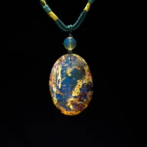 Dominican Blue Amber Cabochon Oval 2 Pendant