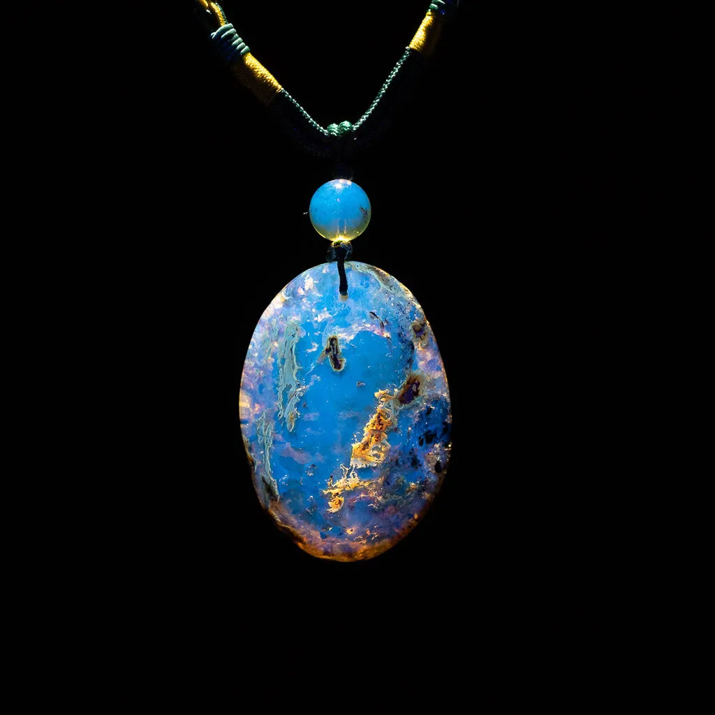 Dominican Blue Amber Cabochon Oval 2 Pendant