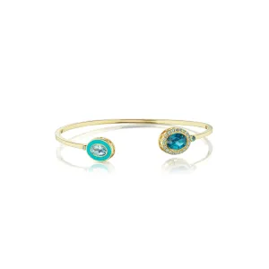 Double Bezel Cuff in London Blue Topaz and White Topaz