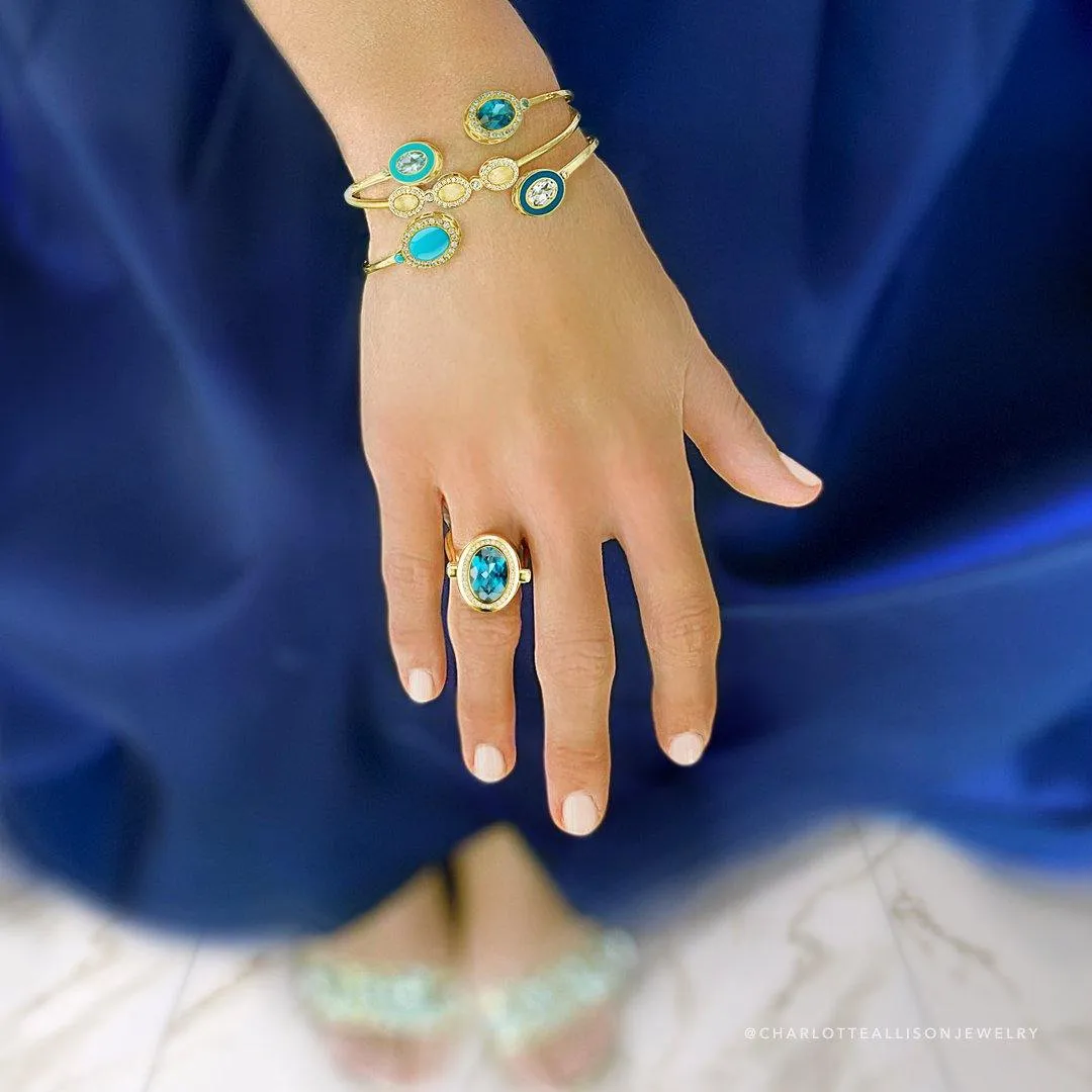 Double Bezel Cuff in London Blue Topaz and White Topaz