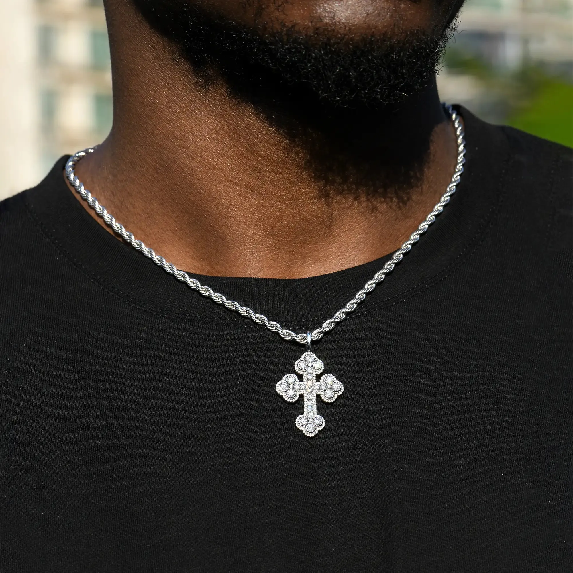 Double-Layered Bottoni Cross Pendant