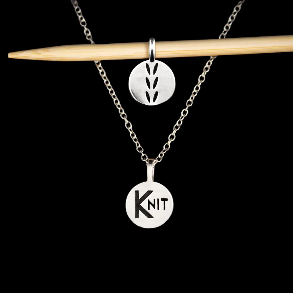 Double Sided Sterling Silver Knit Nit and Stockinette Stitch Motif Pendant/Stitch Marker