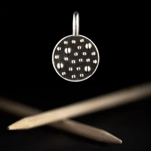Double Sided Sterling Silver Porterness Demi-sec and Stockinette Stitch Motif Pendant/Stitch Marker