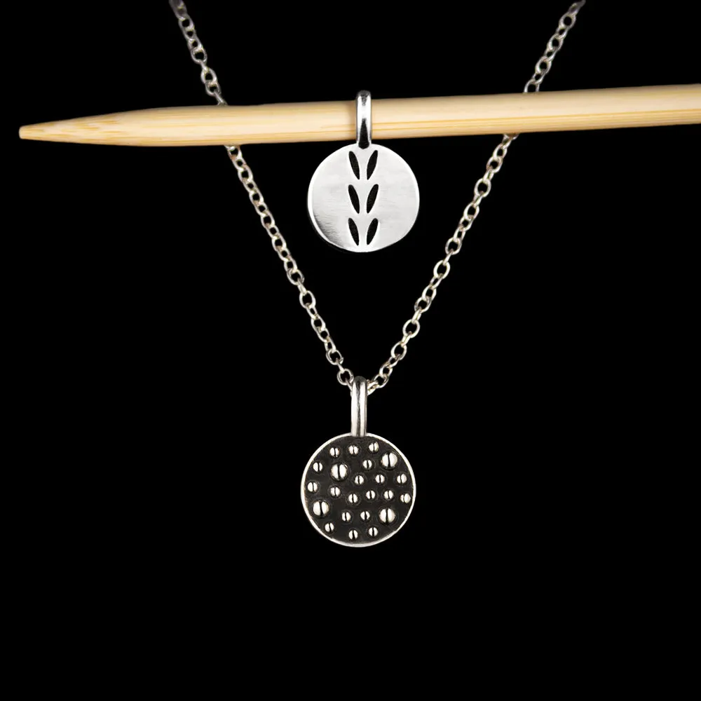 Double Sided Sterling Silver Porterness Demi-sec and Stockinette Stitch Motif Pendant/Stitch Marker