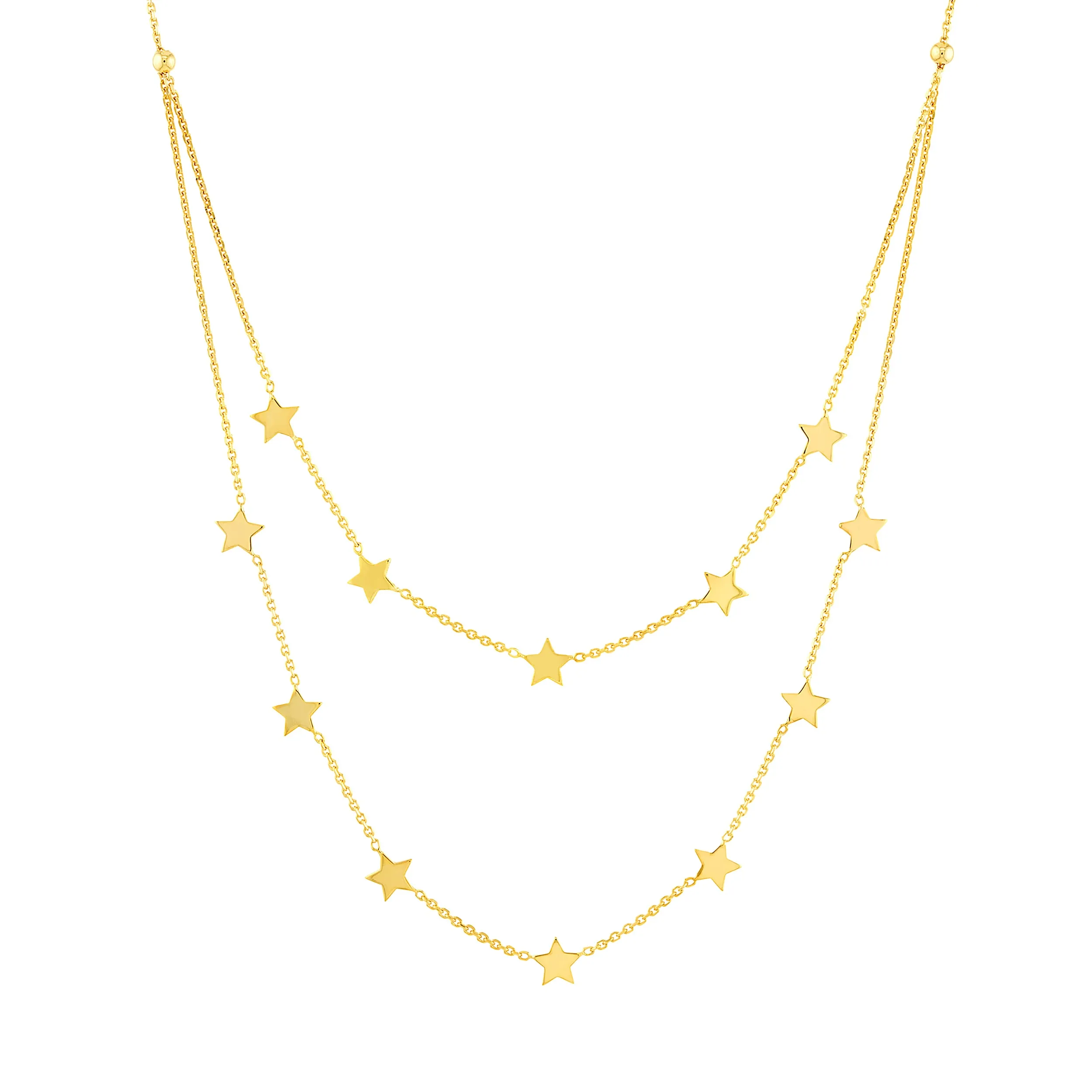 Double Strand Star Station Adj. Necklace