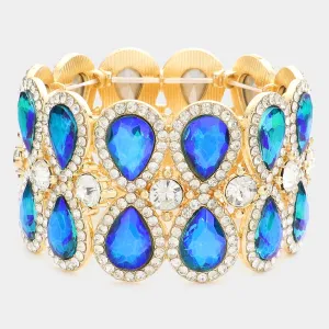 Double Teardrop Blue AB Crystal Stretch Bracelet | 575960