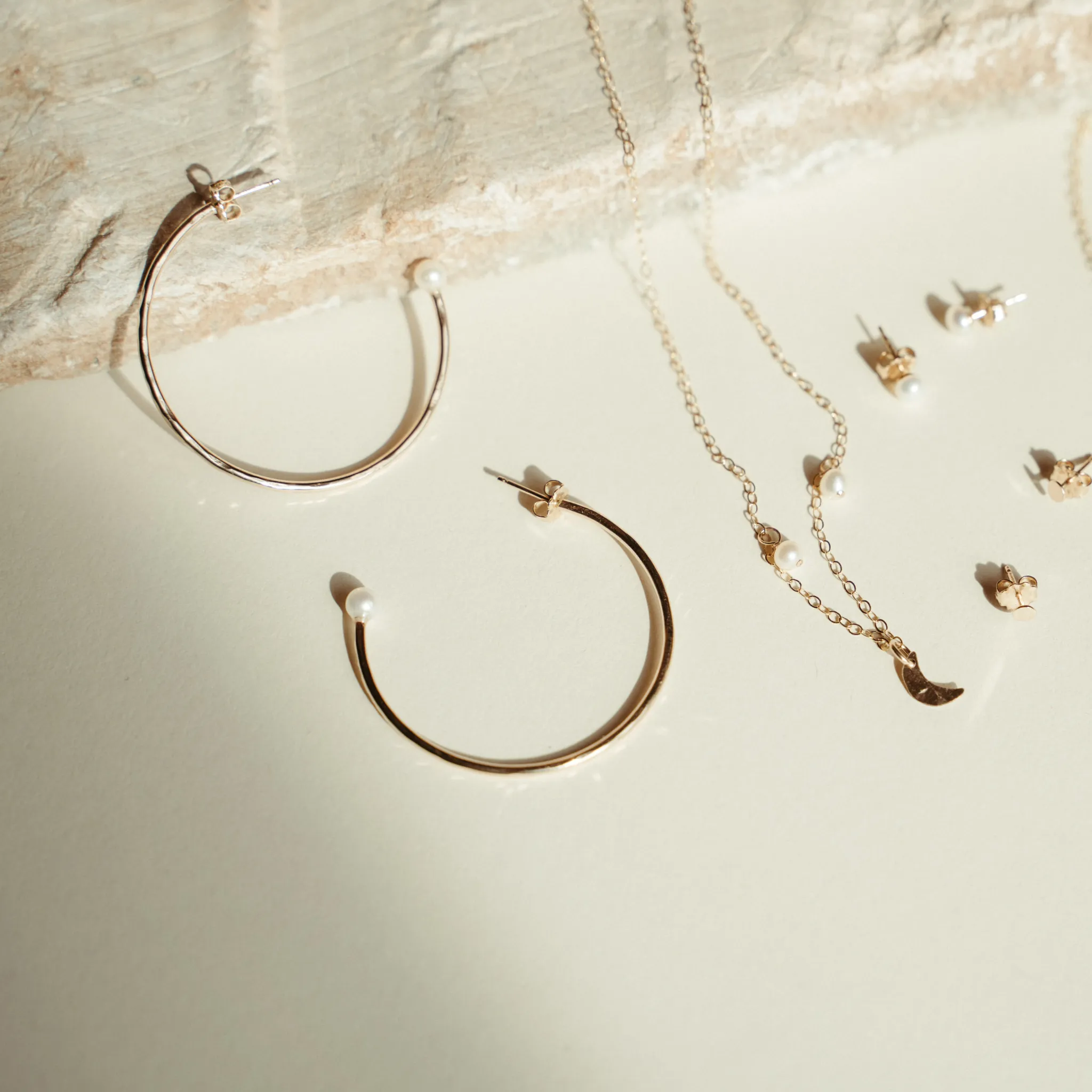 Dreamer Large Gold and Pearl Hoops