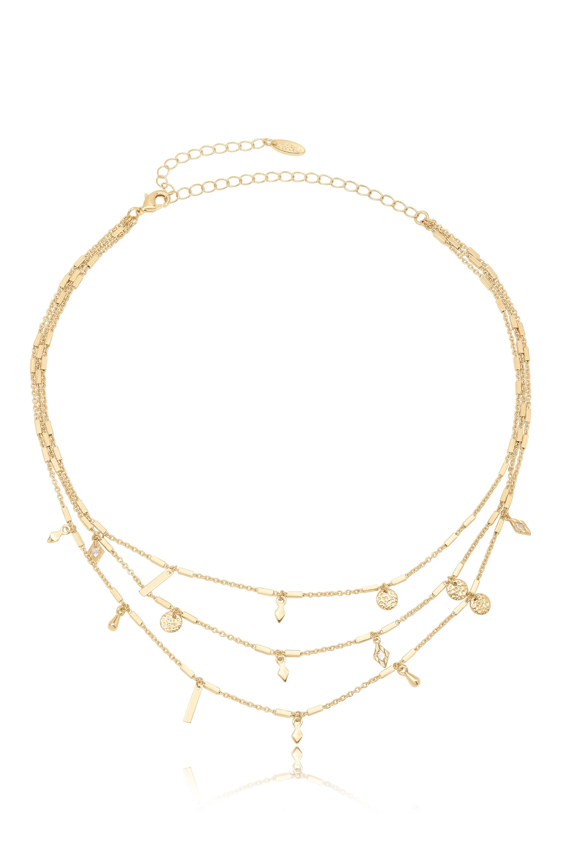 Easy Triple Layers 18k Gold Plated Mini Charm Necklace