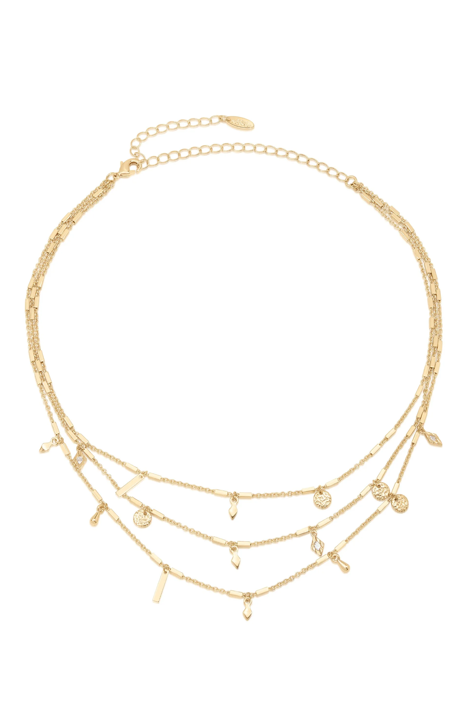 Easy Triple Layers 18k Gold Plated Mini Charm Necklace