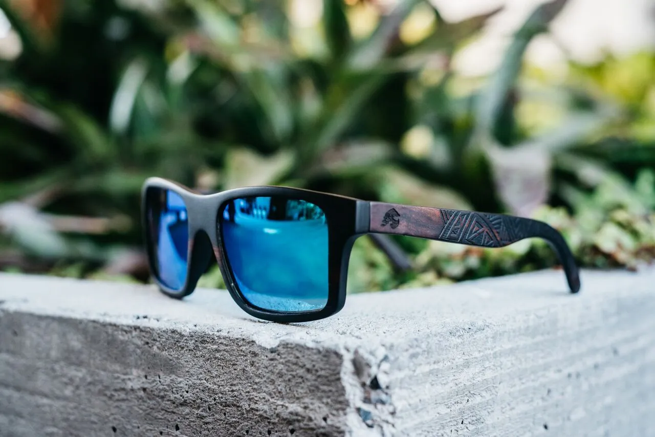 Ebony Wood Sunglasses With Tribal Design - Renegade